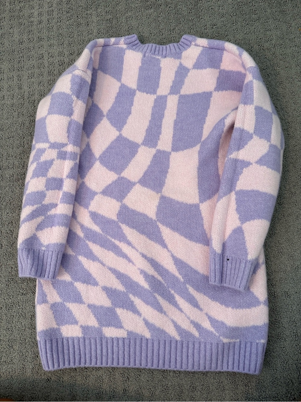 H&M Lilac and Pale Pink Checkerwave Crewneck Sweater Dress
